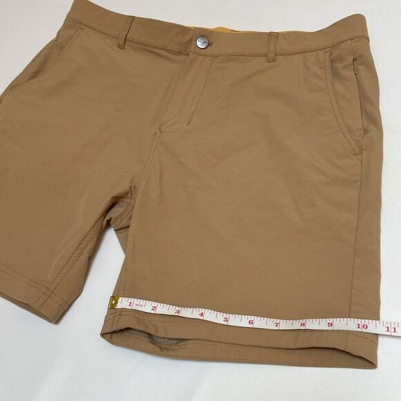 Avalon Tan Flat Front Shorts Casual Style - Picture 6 of 10